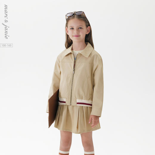 马克珍妮女童美式复古纯棉夹克外套2025年春装新款250128 商品图0
