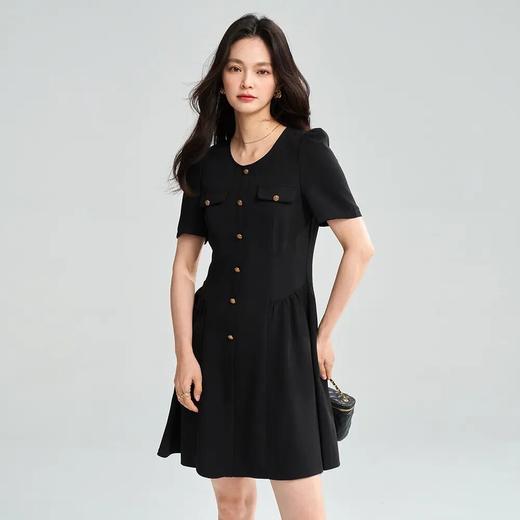 【高货sh】全新升级【铂金会员247/天猫329/差价82】(11132) 洛诗琳25春夏新款气质小黑裙高级感简约圆领收腰连衣裙 商品图4