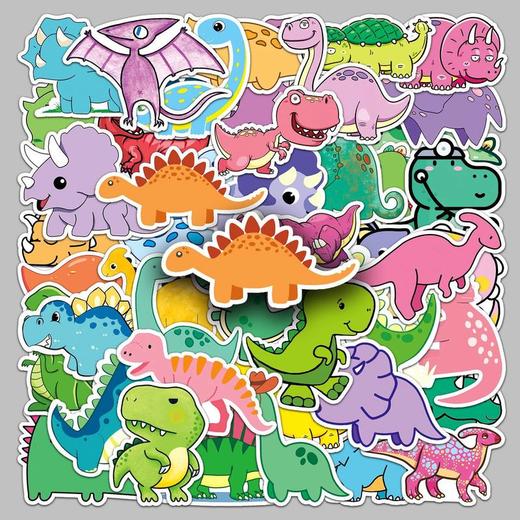 平板贴纸涂鸦装饰电脑滑板可爱卡通防水行李箱水杯50恐龙张小贴纸 商品图0