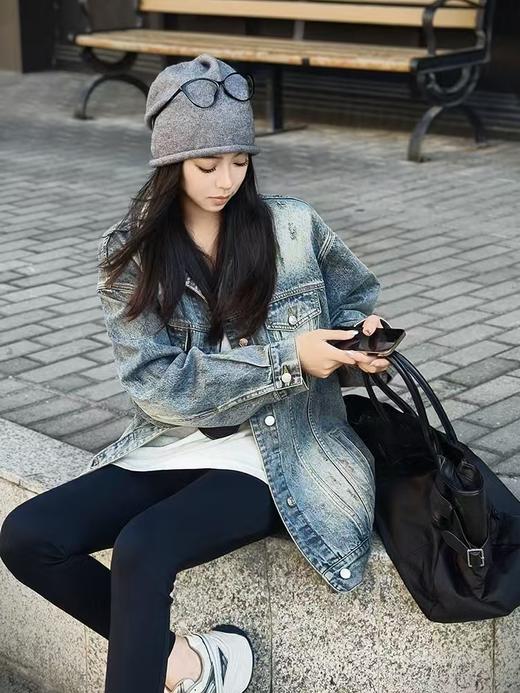 美洋同款高光继承者磨毛做旧牛仔外套 商品图7