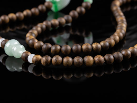 XY0080原创沉香DIY翡翠珠链飘绿葫芦挂件 商品图6