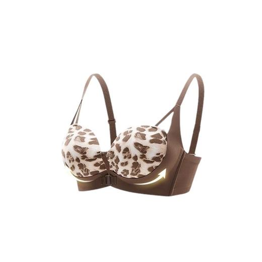 【双前扣小胸聚拢豹纹内衣】无钢圈收副乳 防下垂性感纯欲风文胸套装  商品图4