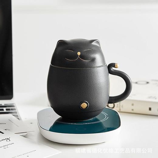 陶瓷杯分离泡茶创意招财猫带盖茶水办公室水杯茶杯马克杯杯子过滤 商品图1