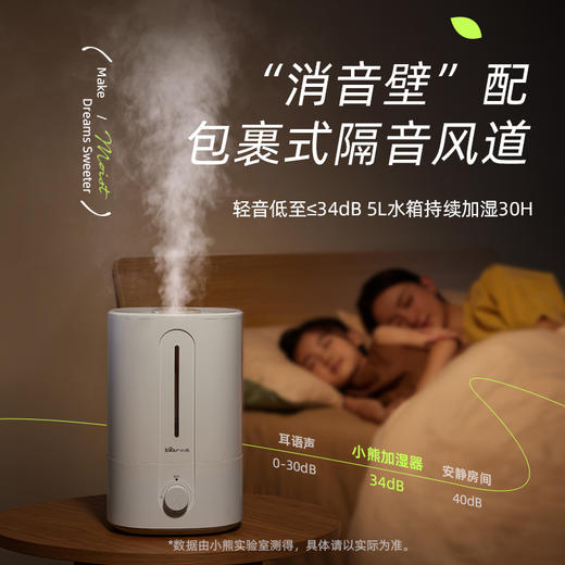 小熊加湿器 水雾5L 空气过滤 净化 家用 卧室 大雾量 雾化加湿系统 触控雾量调节 新老款随机发货 商品图3