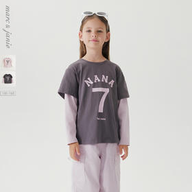 马克珍妮女童潮流时尚假两件T恤 儿童上衣2025年春装新款250163