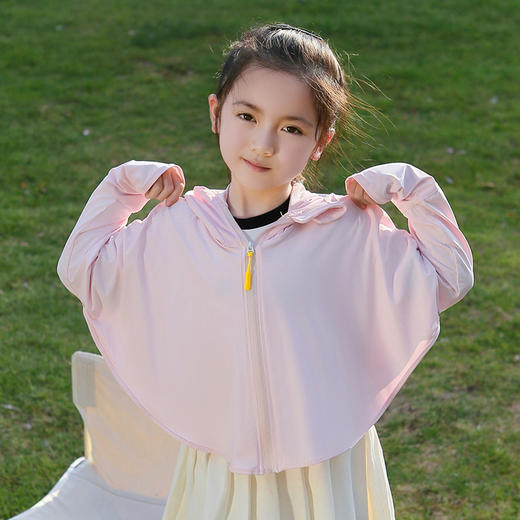【新款防晒衣！凉感透气，原纱冰丝速干面料】儿童防晒衣夏季新款 黑胶帽檐防紫外线 男女童冰丝原纱 凉感薄防晒服-QQ 商品图6