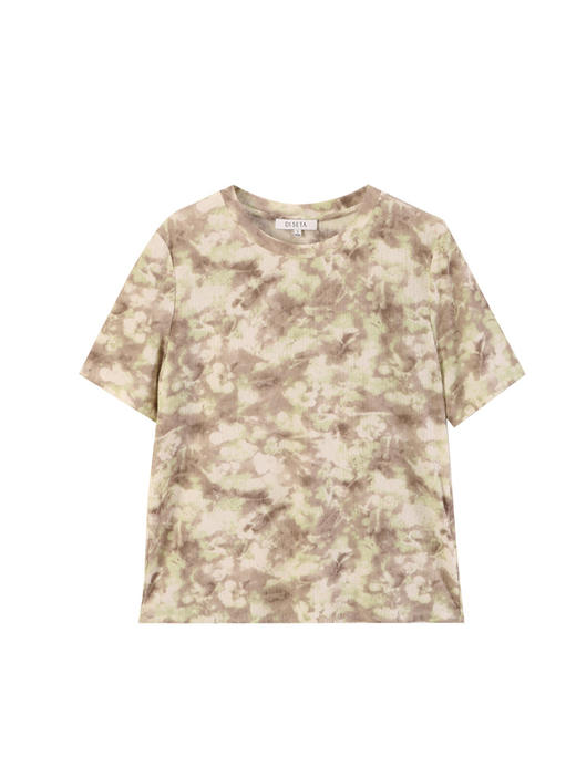 玳莎印花圆领T恤女时尚舒适凉爽肌理针织短袖上衣2025春季新品    FA32101 商品图4