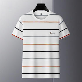 春夏中年男士短袖T恤衫翻领条纹刺绣男士POLO衫上衣   PSL-6208