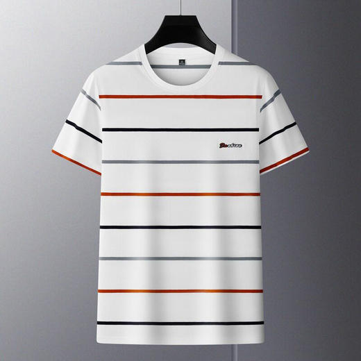 春夏中年男士短袖T恤衫翻领条纹刺绣男士POLO衫上衣   PSL-6208 商品图0