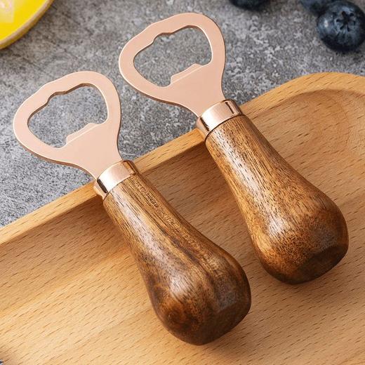 实木开盖器式创意玫瑰开瓶器不锈钢木家用柄相思金立啤酒启瓶器具 商品图3