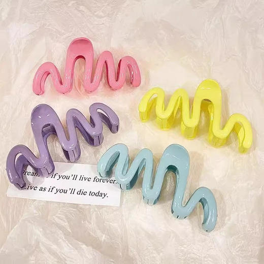 波浪形子后脑勺发夹发饰多发发量多巴胺大号糖果色抓夹卡夹夹鲨鱼 商品图1