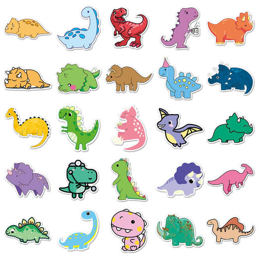 平板贴纸涂鸦装饰电脑滑板可爱卡通防水行李箱水杯50恐龙张小贴纸 商品图3