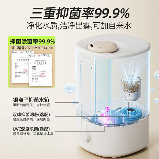 小熊加湿器 水雾5L 空气过滤 净化 家用 卧室 大雾量 雾化加湿系统 触控雾量调节 新老款随机发货 商品图2