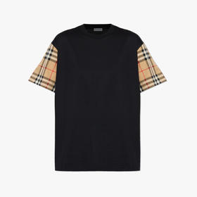 BURBERRY 巴宝莉 女士格纹棉质圆领短袖T恤 黑色 8073028 A1189