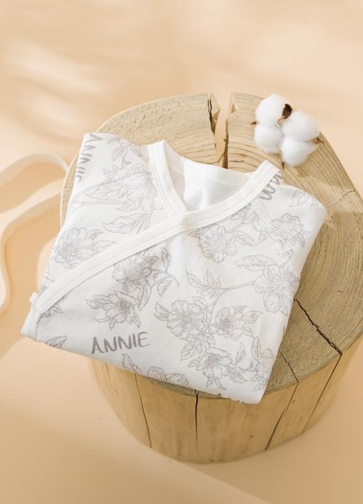 ANNIEWIN棉绿香格里【有机彩棉】繁花绑带连体衣（52、59尺码可选） 商品图1