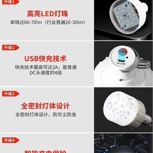 应急打光户外灯泡夹超亮夜市led摆摊用地摊充电灯支撑架照明直播 商品图3