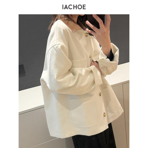 棉仓3621507005-IACHOE白色巴恩风外套 商品图3