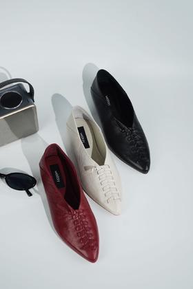 【云粉节】BF楼westory尖头编织平底单鞋两穿深口