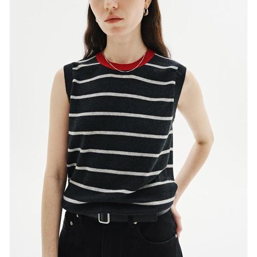 棉仓3631503005-IACHOE条纹全羊毛背心 商品图0