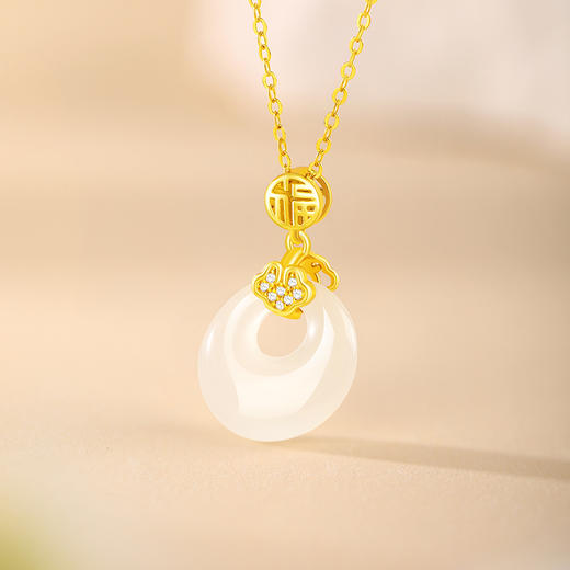 周六福S925银福气平安扣玉髓套链 商品图4