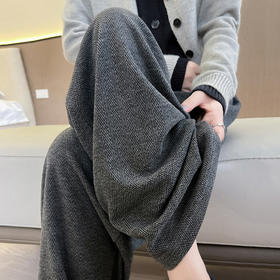 【YW】无忧购韩系慵懒感小个子高腰显瘦宽松直筒人字纹糯米裤H-1538(截单后7天发货)