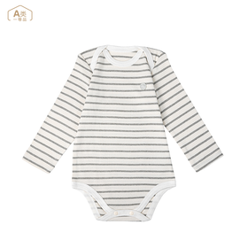 ANNIEWIN棉绿香格里【有机彩棉】婴童三角哈衣（73、80、90尺码 | 浅灰条纹、本白、浅棕可选）