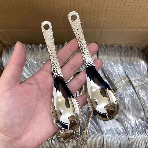 勺风家用410用餐勺甜品简约勺家勺高颜值不锈钢吃饭勺餐具锤纹ins 商品图2