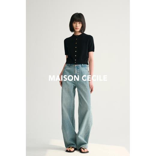 MAISON CECILE 五色/羊绒软糯亲肤针织显比例短袖小开衫 商品图2
