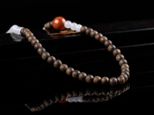 XY0033原创沉香DIY南红翡翠双圈手串 商品图5