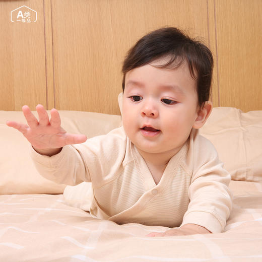 ANNIEWIN棉绿香格里【有机彩棉】条纹插肩婴儿连体裤（52、59、66尺码可选） 商品图3