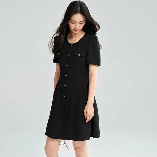 【高货sh】全新升级【铂金会员247/天猫329/差价82】(11132) 洛诗琳25春夏新款气质小黑裙高级感简约圆领收腰连衣裙 商品图2