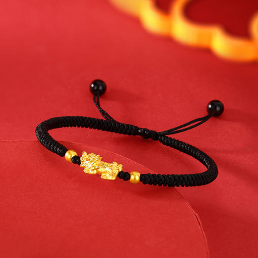 周六福足金招财貔貅玛瑙手绳★ 商品图9