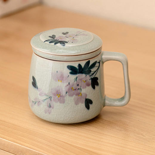 分离手绘个人陶瓷极素泡茶马克杯办公室杯子专用茶杯茶水冰片水杯 商品图2