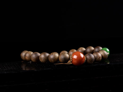 XY0040原创沉香DIY南红碧玉单圈手串 商品图4