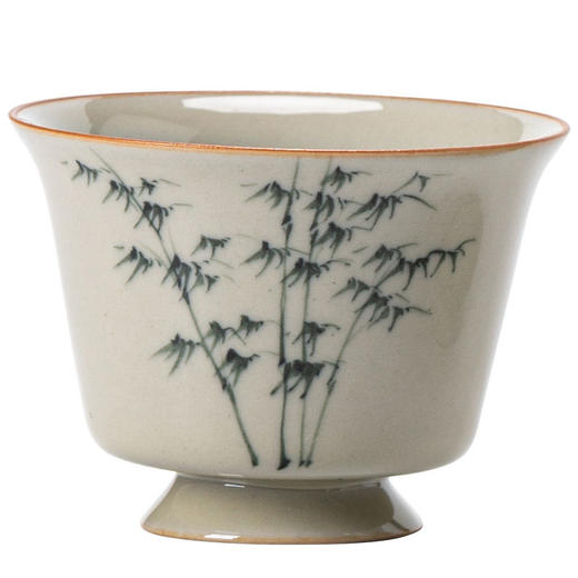 手绘禅意功夫茶具杯陶瓷主人单个杯复古风品茗罗汉文竹杯中式茶杯 商品图4