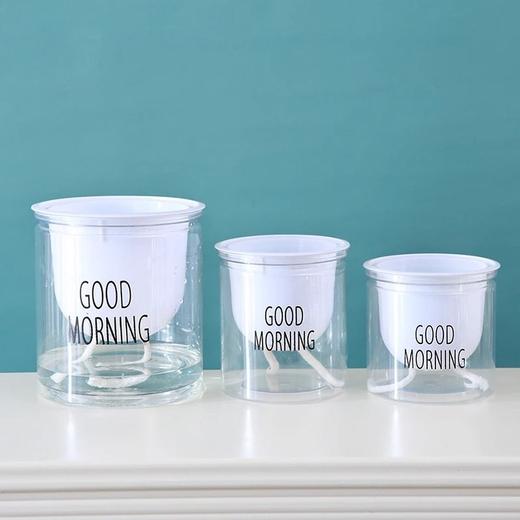 浇水绿萝免塑料早安吸水储水盆防烂根懒人双层自动花盆圆形培透明 商品图2