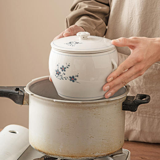 小汤盅鸭汤溢汤隔水孔免锅带汤闽南专用陶瓷过滤内胆滴溢大号炖盅 商品图2