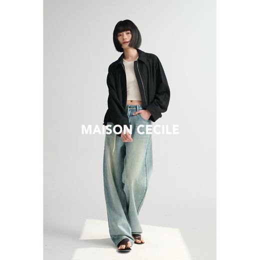 MAISON CECILE 做旧水洗/重磅复古宽松男友风阔腿牛仔裤 商品图1