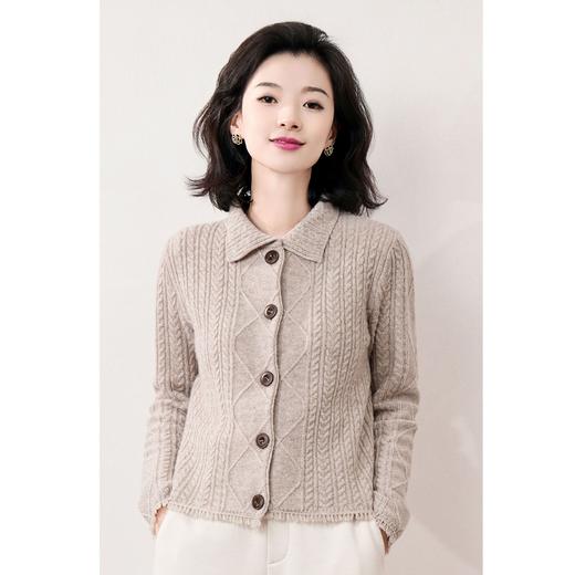 西子/【维斯塔庄园】26支超细羊毛绞花POLO领老钱风百搭针织开衫/MSZY012 商品图2