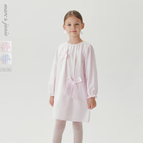 马克珍妮女童淡雅蝴蝶结宽松连衣裙儿童裙子2025年春装新款250177