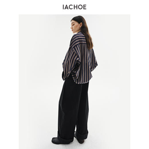 棉仓3621504003-IACHOE含桑蚕丝条纹衬衫 商品图3