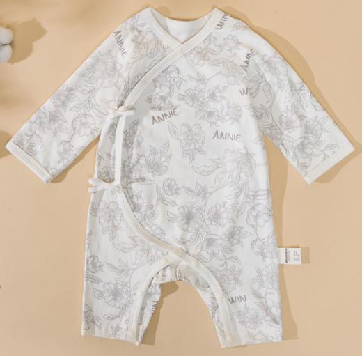 ANNIEWIN棉绿香格里【有机彩棉】繁花绑带连体衣（52、59尺码可选） 商品图0