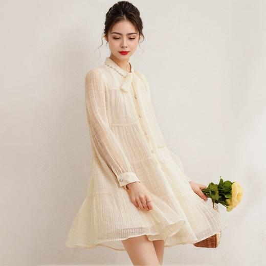 AHM mnm5011系带立领蛋糕裙A型钉珠装饰连衣裙 商品图2