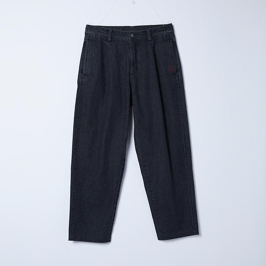 棉仓362819001-全棉斜纹黑牛单褶宽松锥型牛仔裤 商品图3