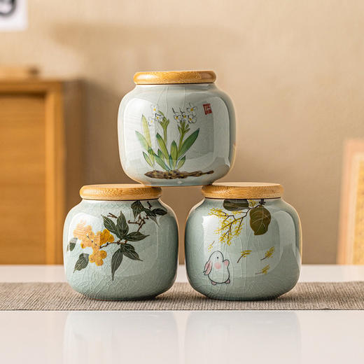 便携存茶空小号红绿茶冰片汝窑罐子普洱迷你茶仓密封罐茶叶罐陶瓷 商品图0