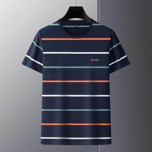 春夏中年男士短袖T恤衫翻领条纹刺绣男士POLO衫上衣   PSL-6208 商品图2