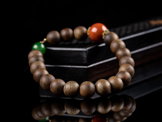 XY0040原创沉香DIY南红碧玉单圈手串 商品图3