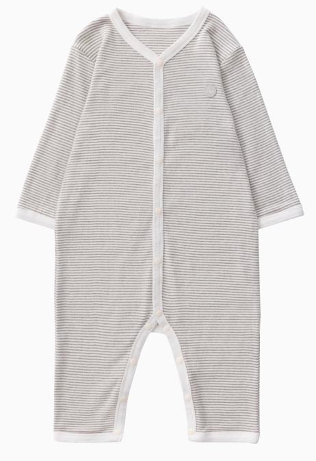 ANNIEWIN棉绿香格里【有机彩棉】灰白条连体衣（66、73、80尺码可选） 商品图1