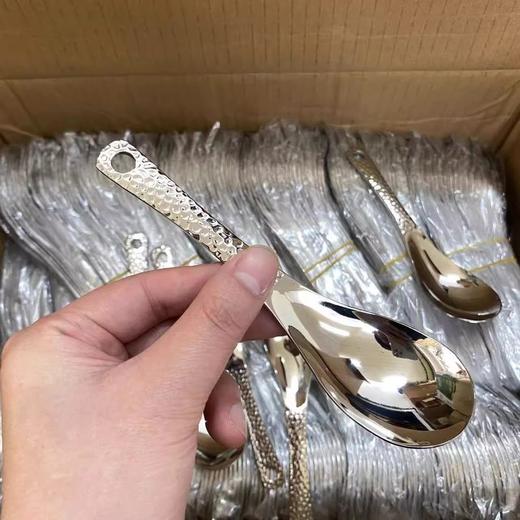 勺风家用410用餐勺甜品简约勺家勺高颜值不锈钢吃饭勺餐具锤纹ins 商品图1