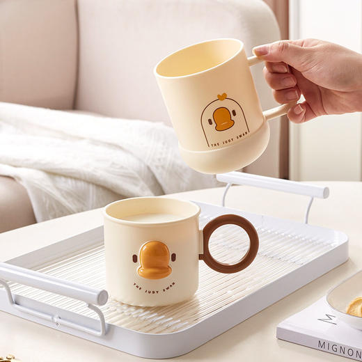 口杯杯情侣pp新款带刷牙柄杯子儿童水杯杯塑料圆形洗漱卡通漱口杯 商品图1